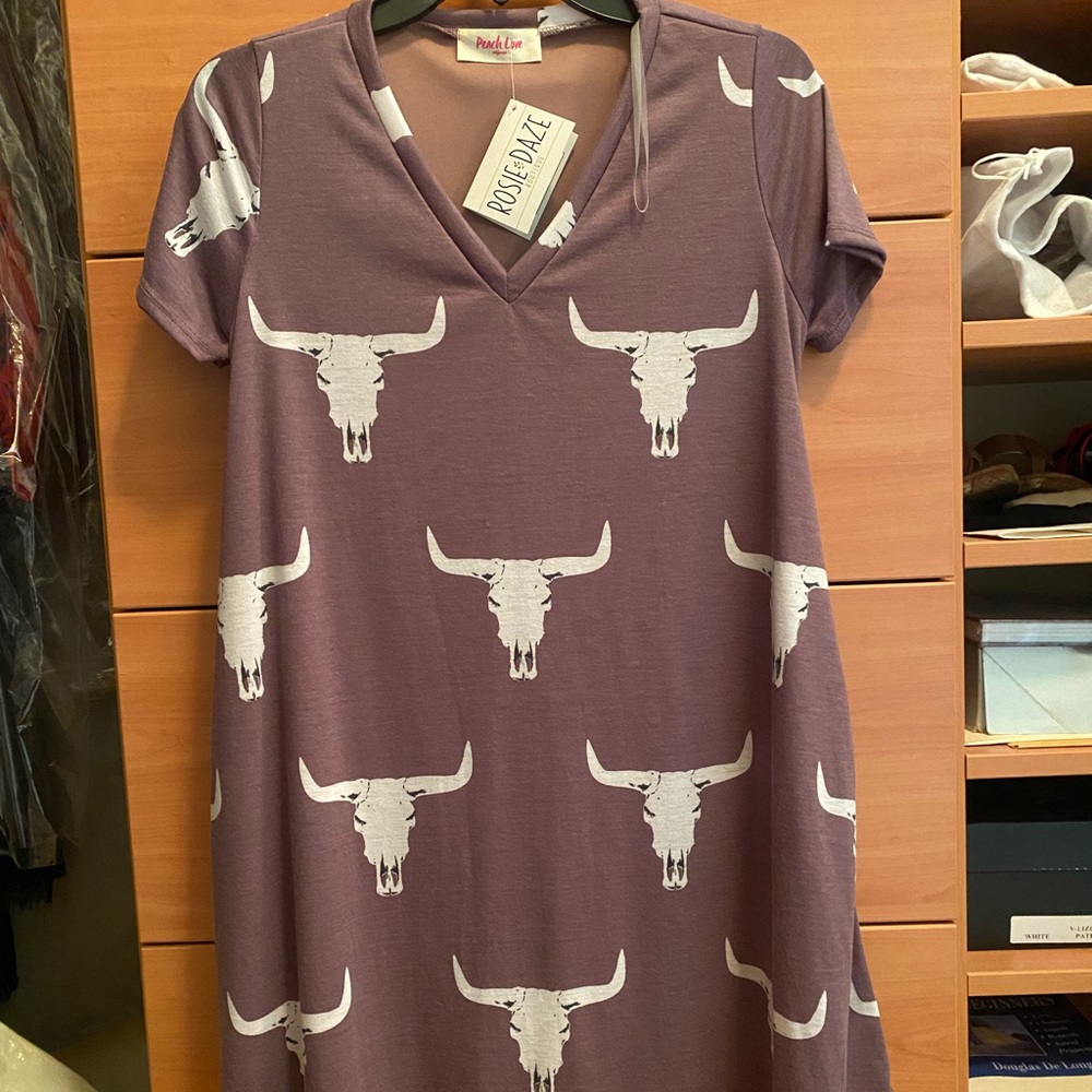 Rosie Daze Lavender Bull Skull Dress - Picture 2 of 8